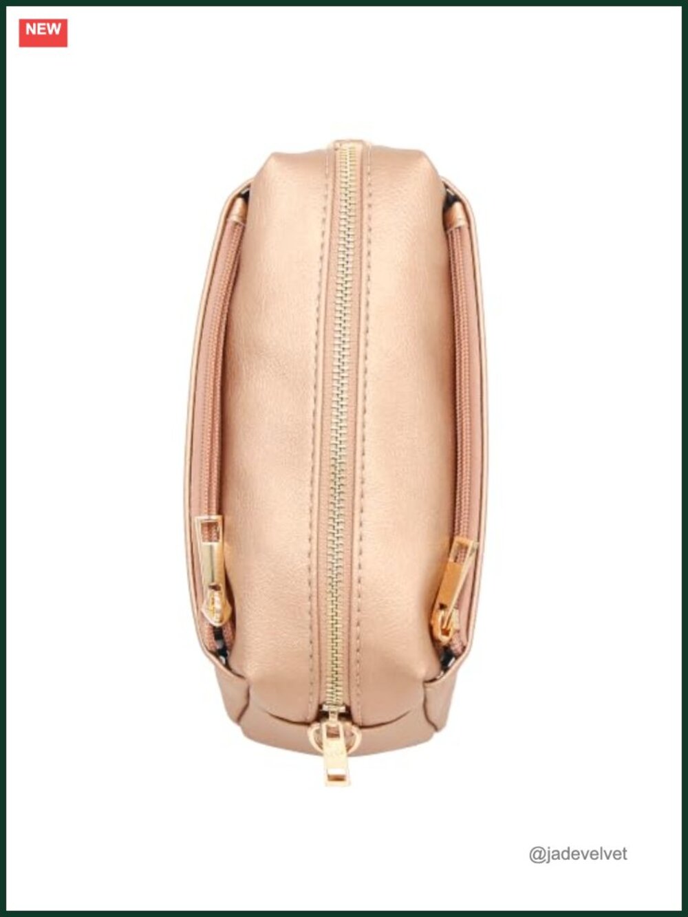 Faux Leather Triple Zip Small Crossbody Bag with Adjustable Strap - Picture 5 of 6
